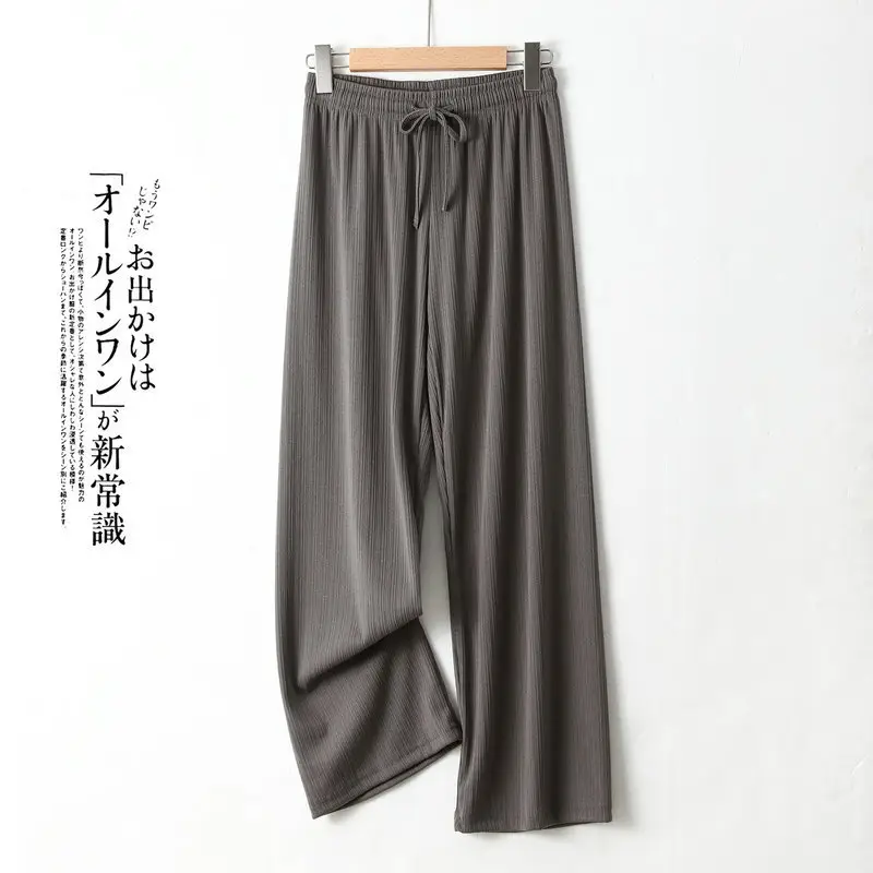 Women's Green Ice Silk Wide Leg Pants Summer — feature 10