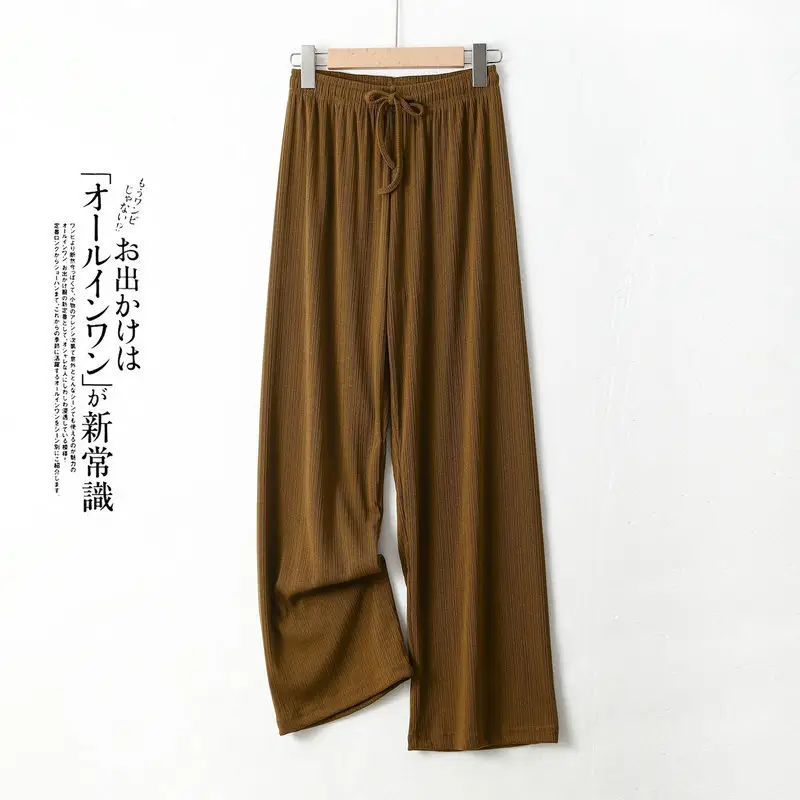 Women's Green Ice Silk Wide Leg Pants Summer — feature 11