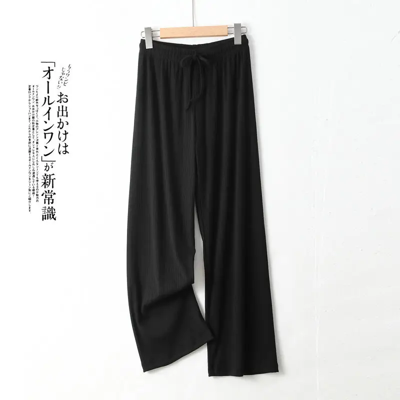 Women's Green Ice Silk Wide Leg Pants Summer — feature 12