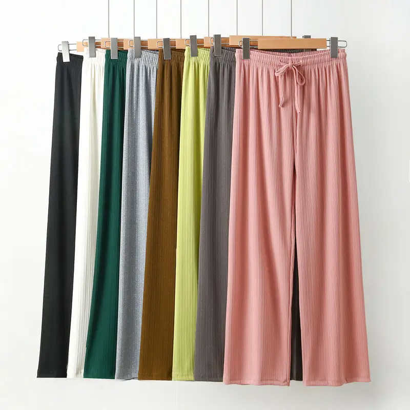 Women's Green Ice Silk Wide Leg Pants Summer — feature 2
