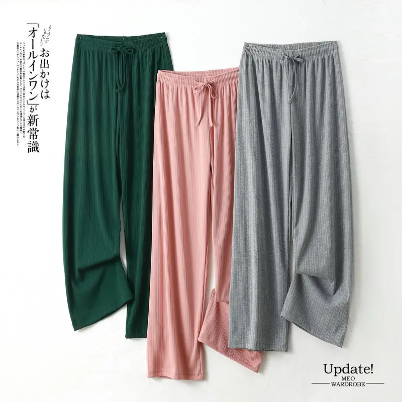 Women's Green Ice Silk Wide Leg Pants Summer — feature 3