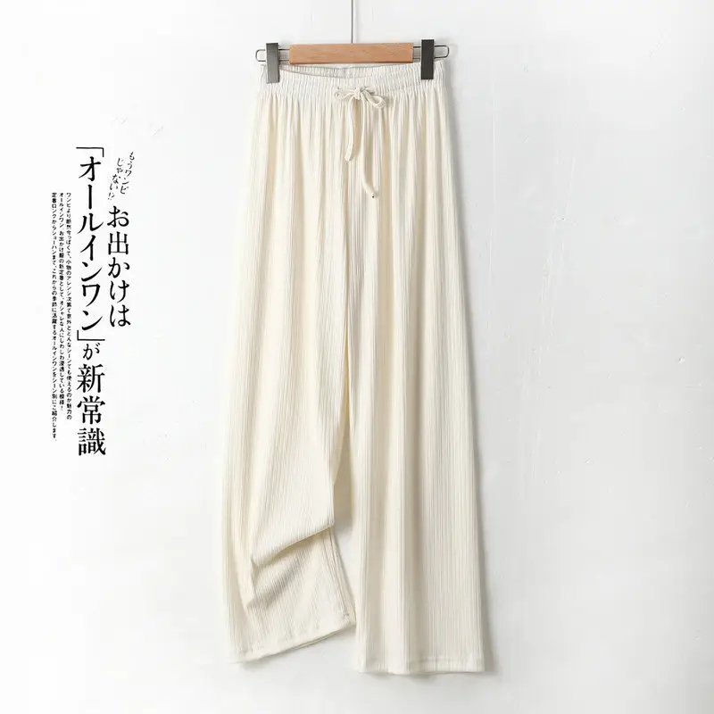 Women's Green Ice Silk Wide Leg Pants Summer - Image 2