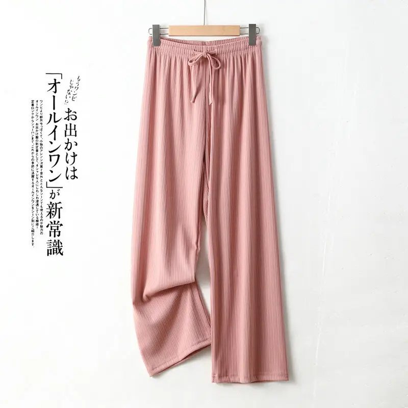 Women's Green Ice Silk Wide Leg Pants Summer - Image 4