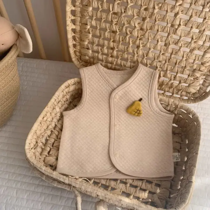 Cotton Air Layer Baby Vest Beige Spring Autumn Warm - Image 2