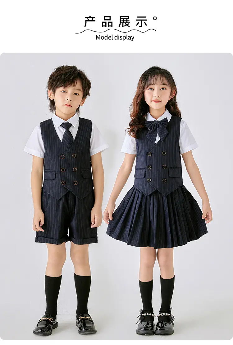 Men Navy Pique Vest Single Button College Suit — feature 15