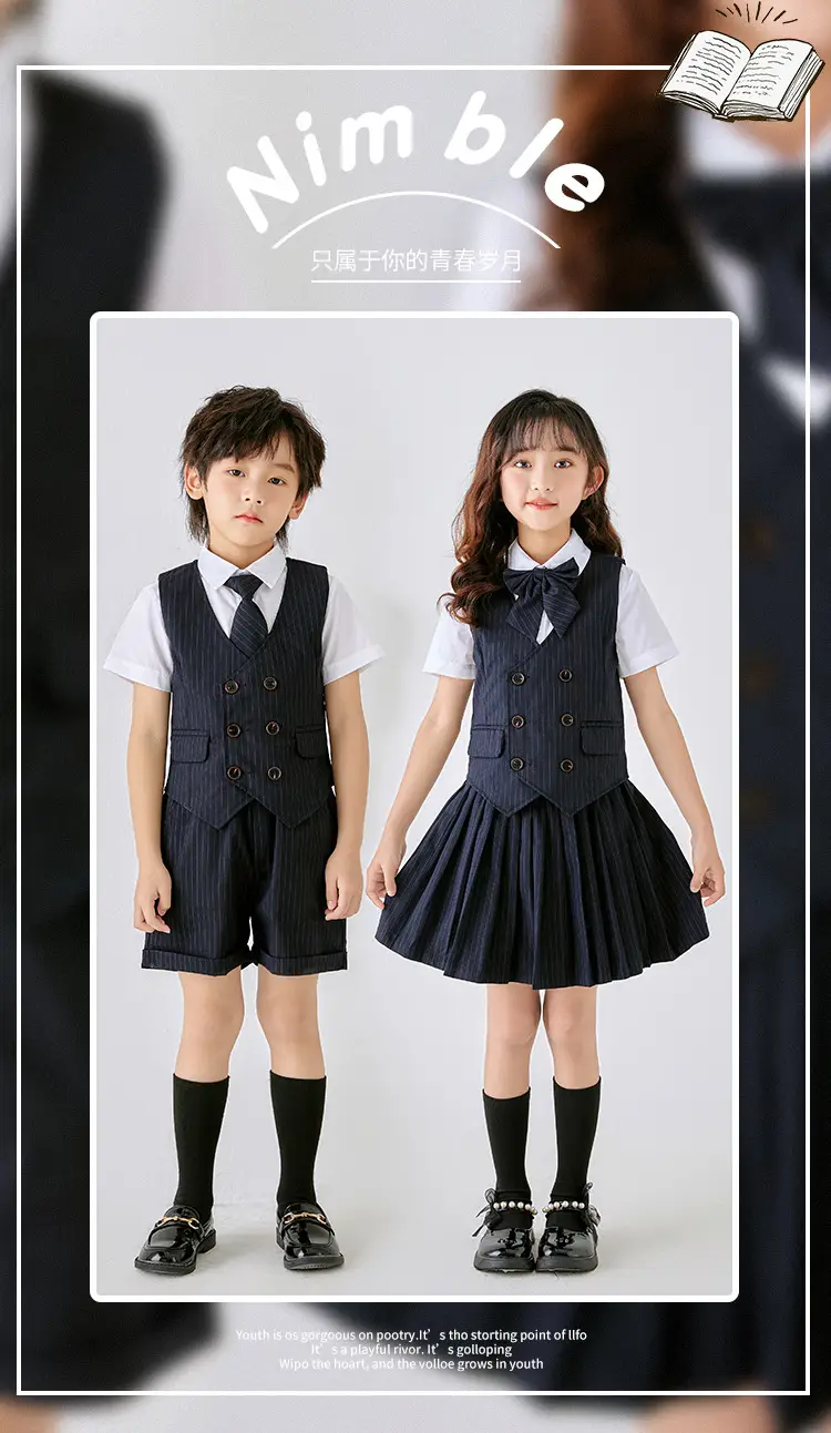 Men Navy Pique Vest Single Button College Suit — feature 5