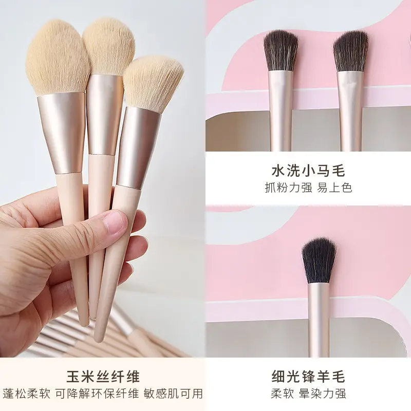 12-Piece Makeup Brush Set Soft Animal Hair for Blush & Concealer - Image 7