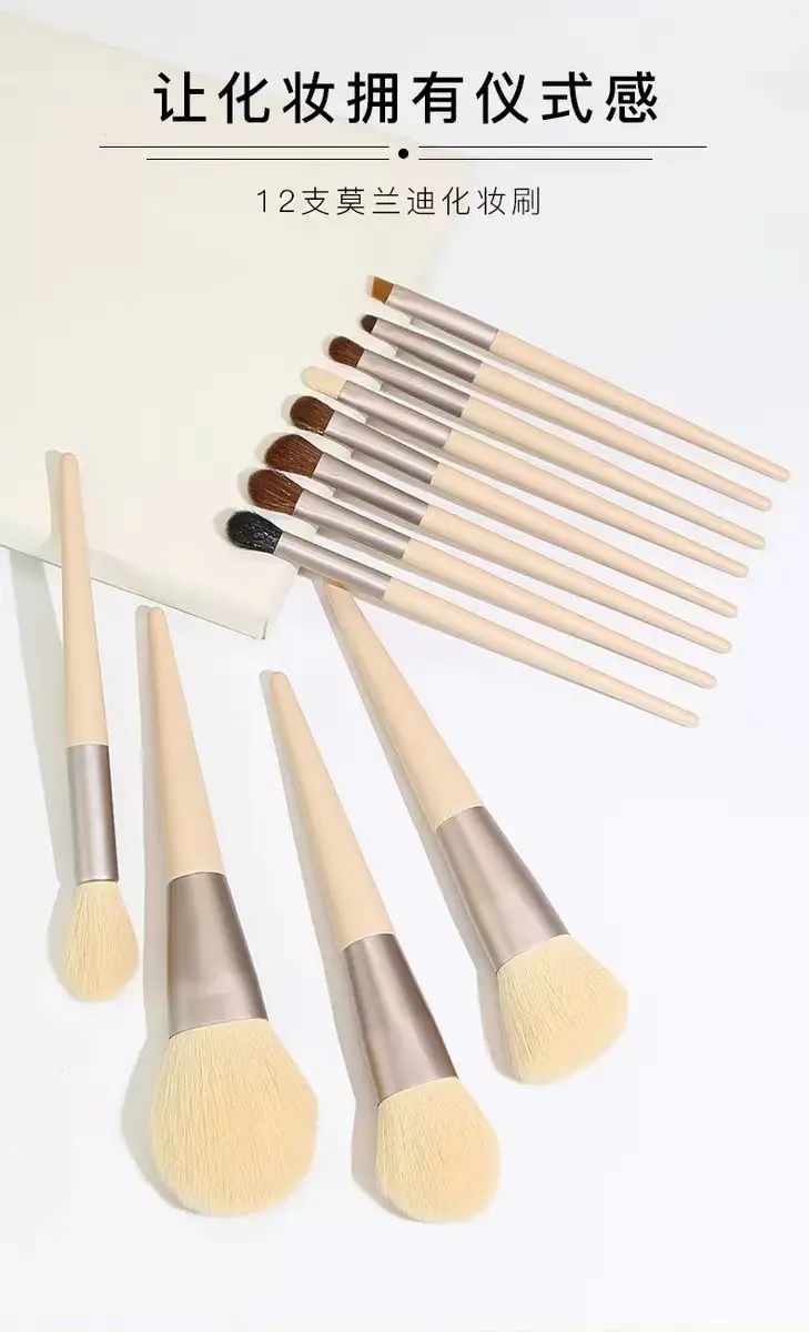 12-Piece Makeup Brush Set Soft Animal Hair for Blush & Concealer β feature 1