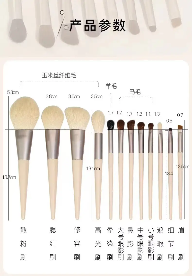 12-Piece Makeup Brush Set Soft Animal Hair for Blush & Concealer β feature 10