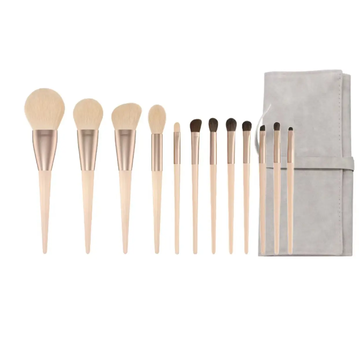 12-Piece Makeup Brush Set Soft Animal Hair for Blush & Concealer - Image 2