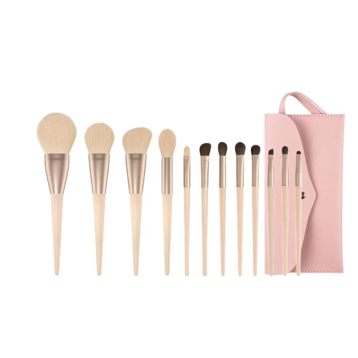 12-Piece Makeup Brush Set Soft Animal Hair for Blush & Concealer - Image 3