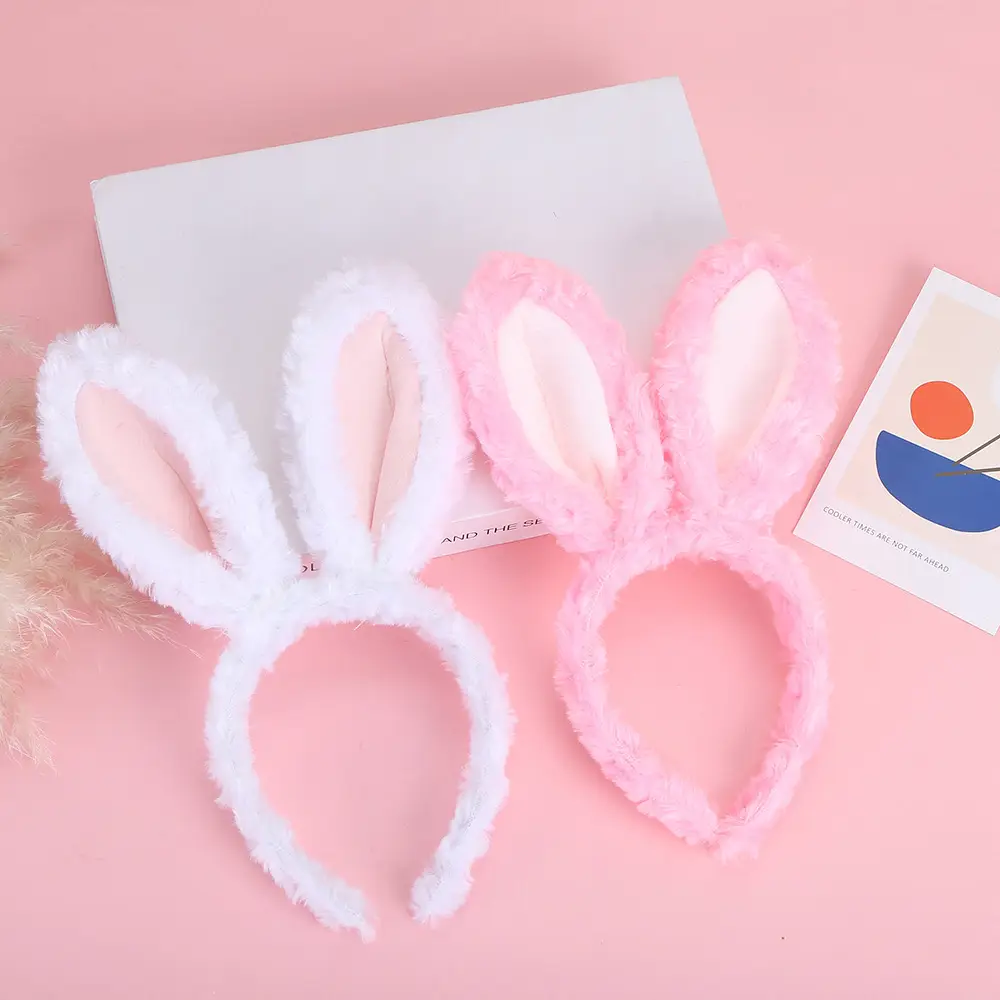 Pink Fuzzy Bunny Ear Headband for Girls - Image 4