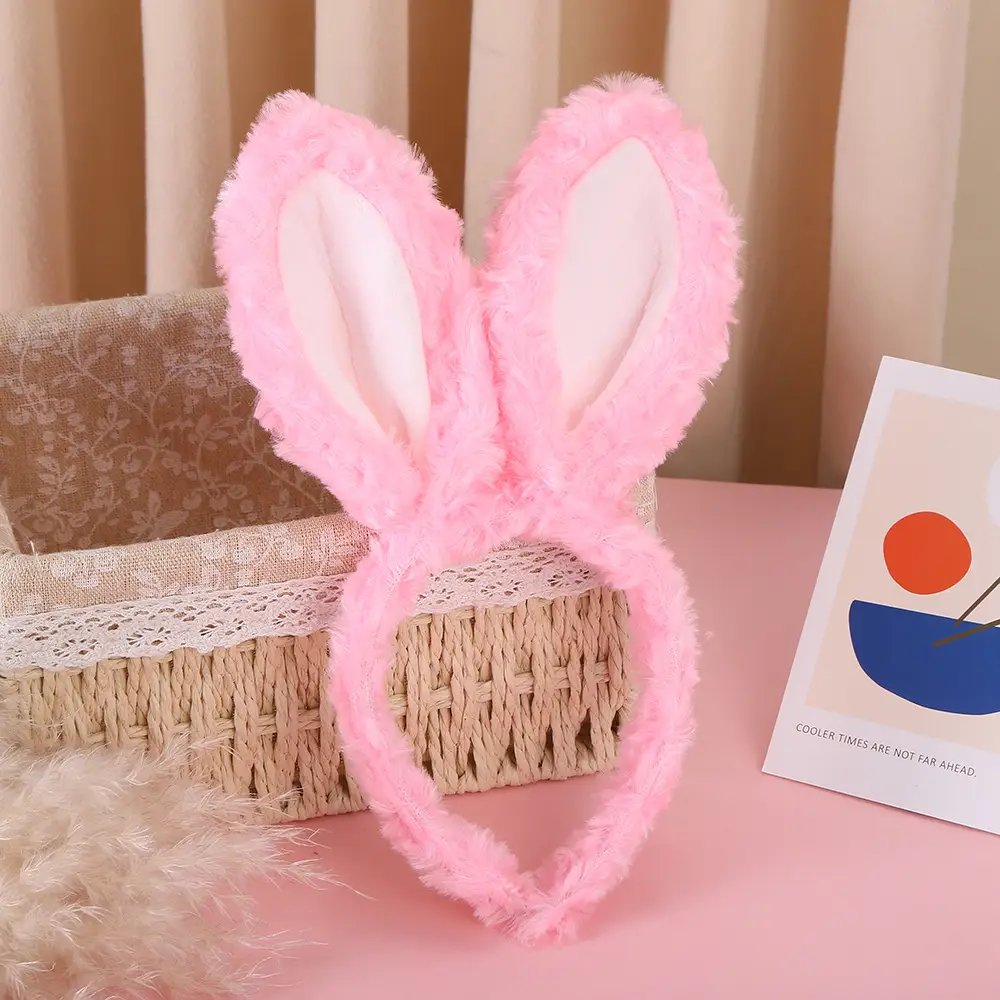 Pink Fuzzy Bunny Ear Headband for Girls - Image 2