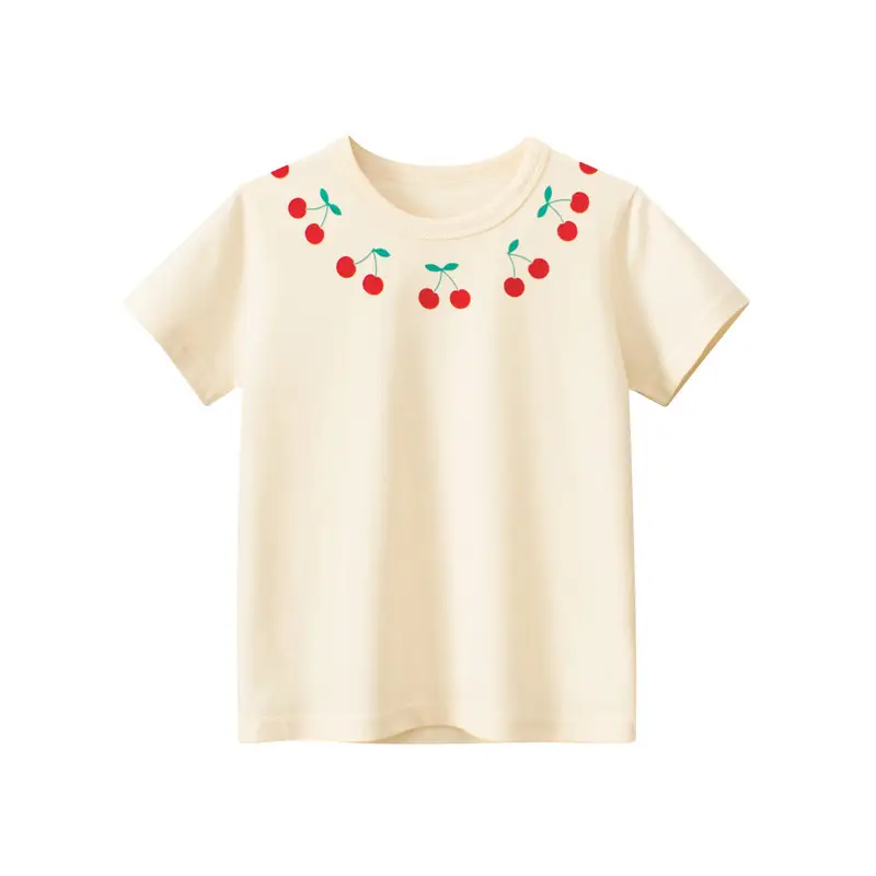 Women Printed T-Shirt Cream Short Sleeve Summer - Image 2