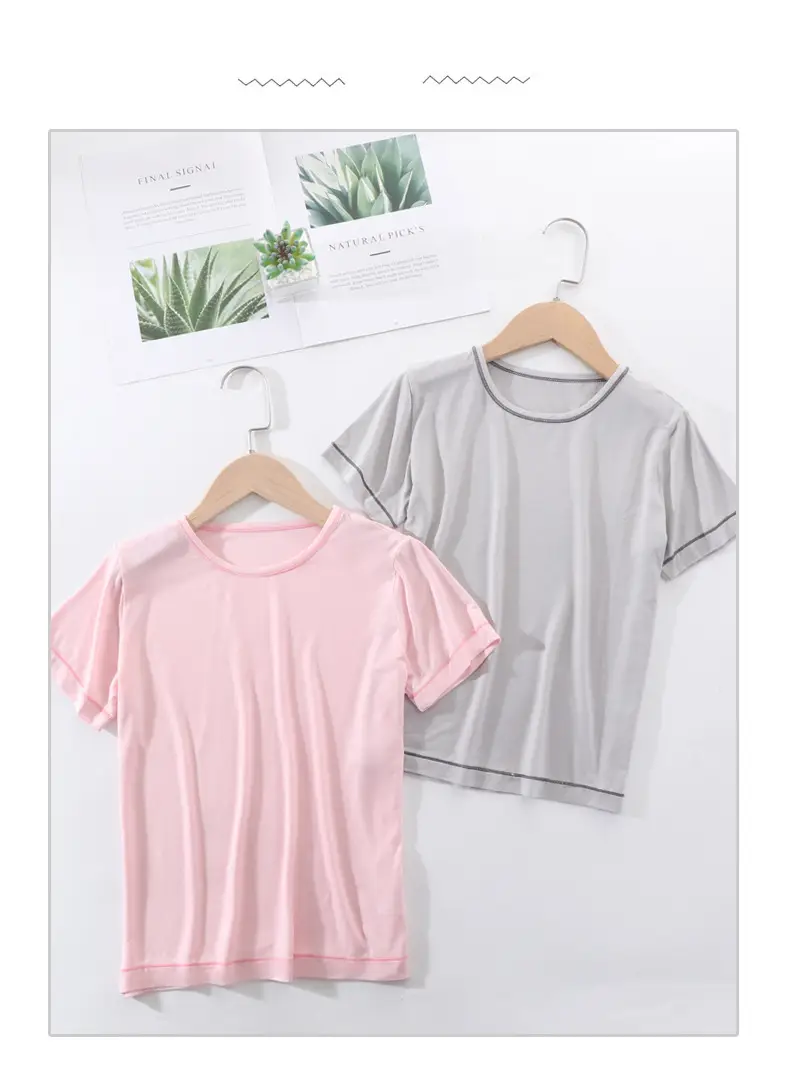 Children's Short Sleeve T-Shirt Grey Net Summer Wear — feature 16