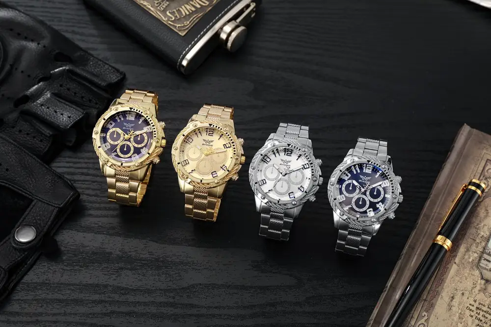 Men's Luxury Watch Set Gold Silver White Blue Alloy Steel — feature 2