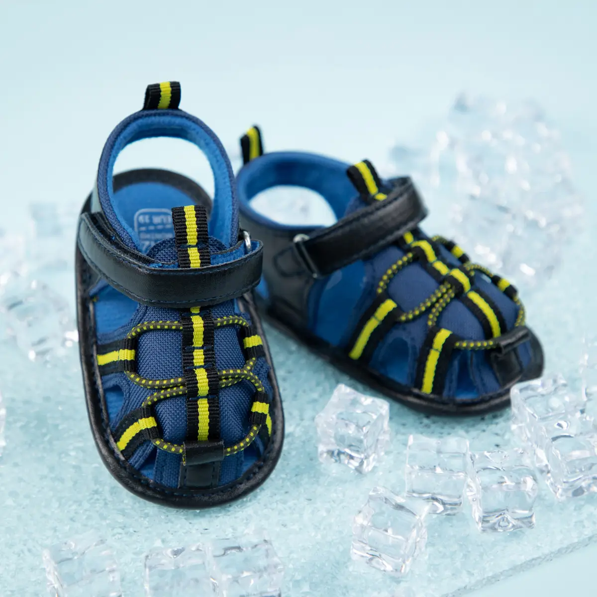 New Summer Breathable Sandals for Toddlers Blue Yellow