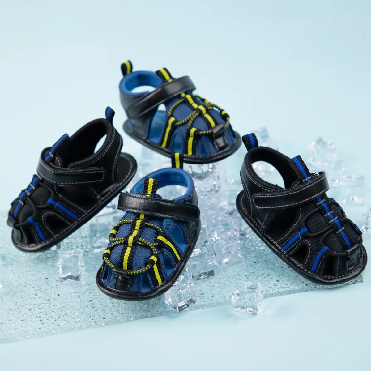 New Summer Breathable Sandals for Toddlers Blue Yellow