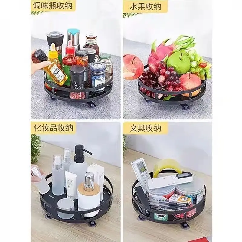 Kitchen Countertop Item Storage Rack Rotatable Multi-Layer Metal Spice Storage Rack Adjustable Kitchen Spice Rack - Image 17