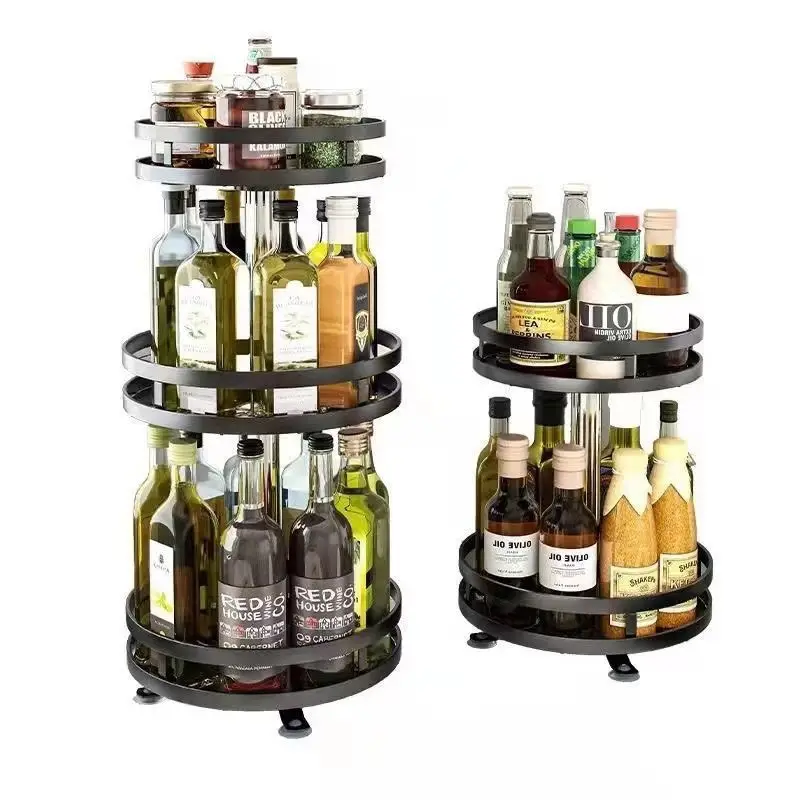 Kitchen Countertop Item Storage Rack Rotatable Multi-Layer Metal Spice Storage Rack Adjustable Kitchen Spice Rack - Image 18