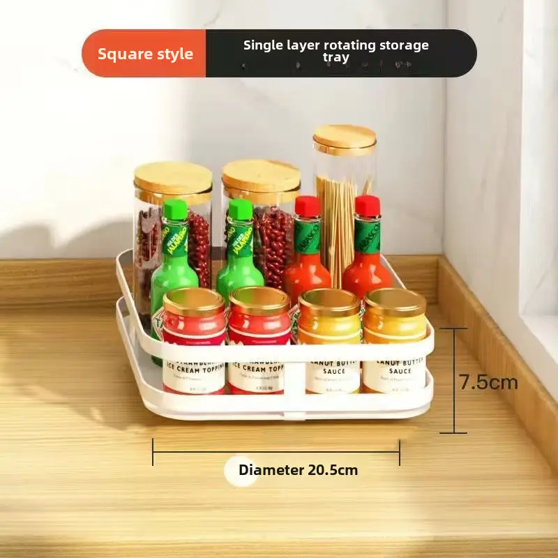 Kitchen Countertop Item Storage Rack Rotatable Multi-Layer Metal Spice Storage Rack Adjustable Kitchen Spice Rack - Image 10
