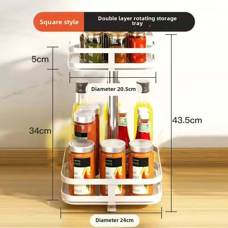 Kitchen Countertop Item Storage Rack Rotatable Multi-Layer Metal Spice Storage Rack Adjustable Kitchen Spice Rack - Image 11