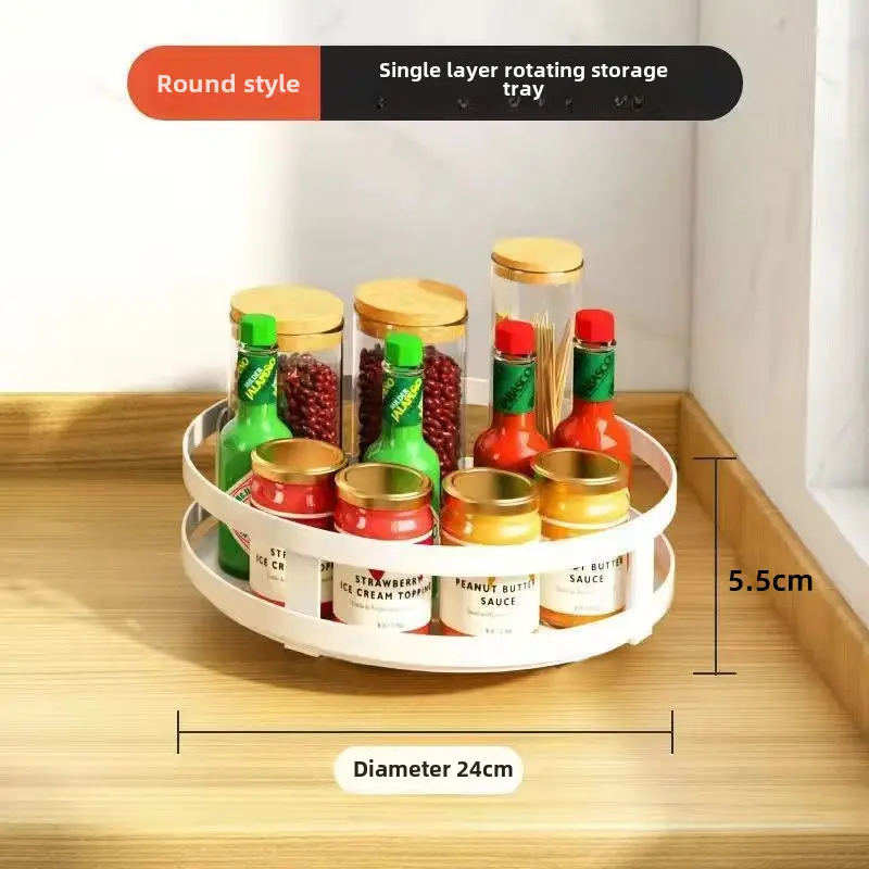 Kitchen Countertop Item Storage Rack Rotatable Multi-Layer Metal Spice Storage Rack Adjustable Kitchen Spice Rack - Image 7
