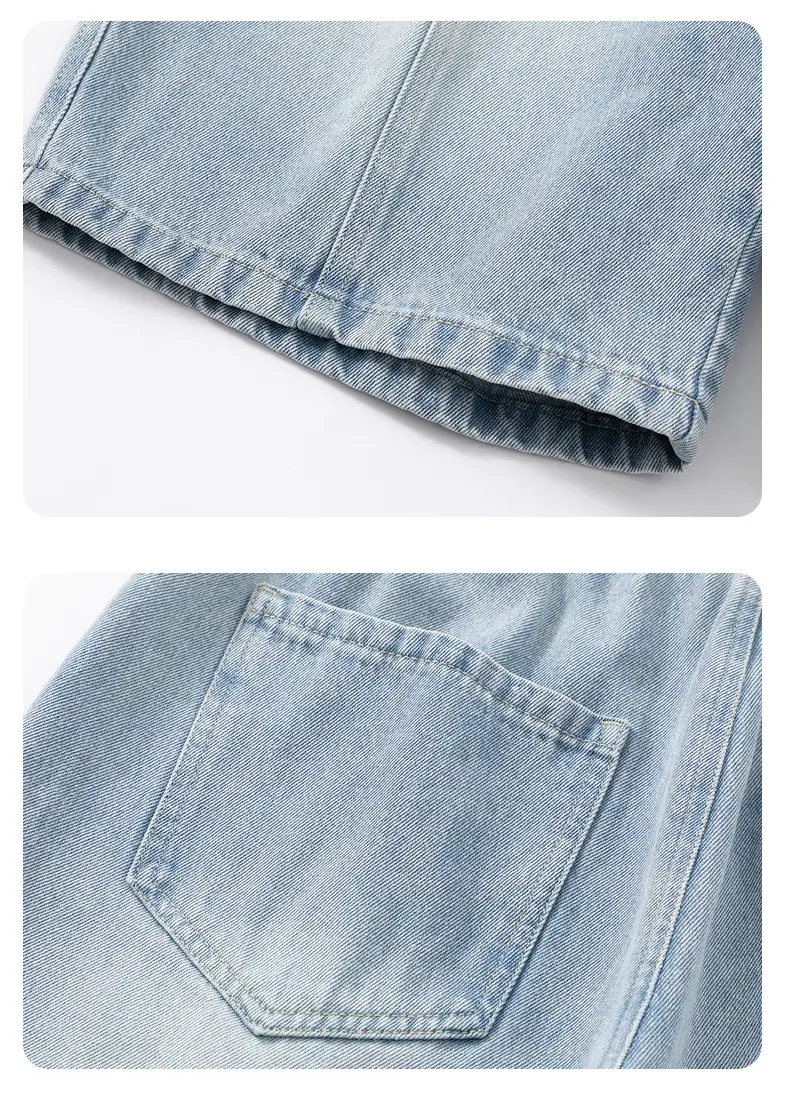 Men's Summer Denim Shorts Black Gradient Stitching Loose Fit — feature 21