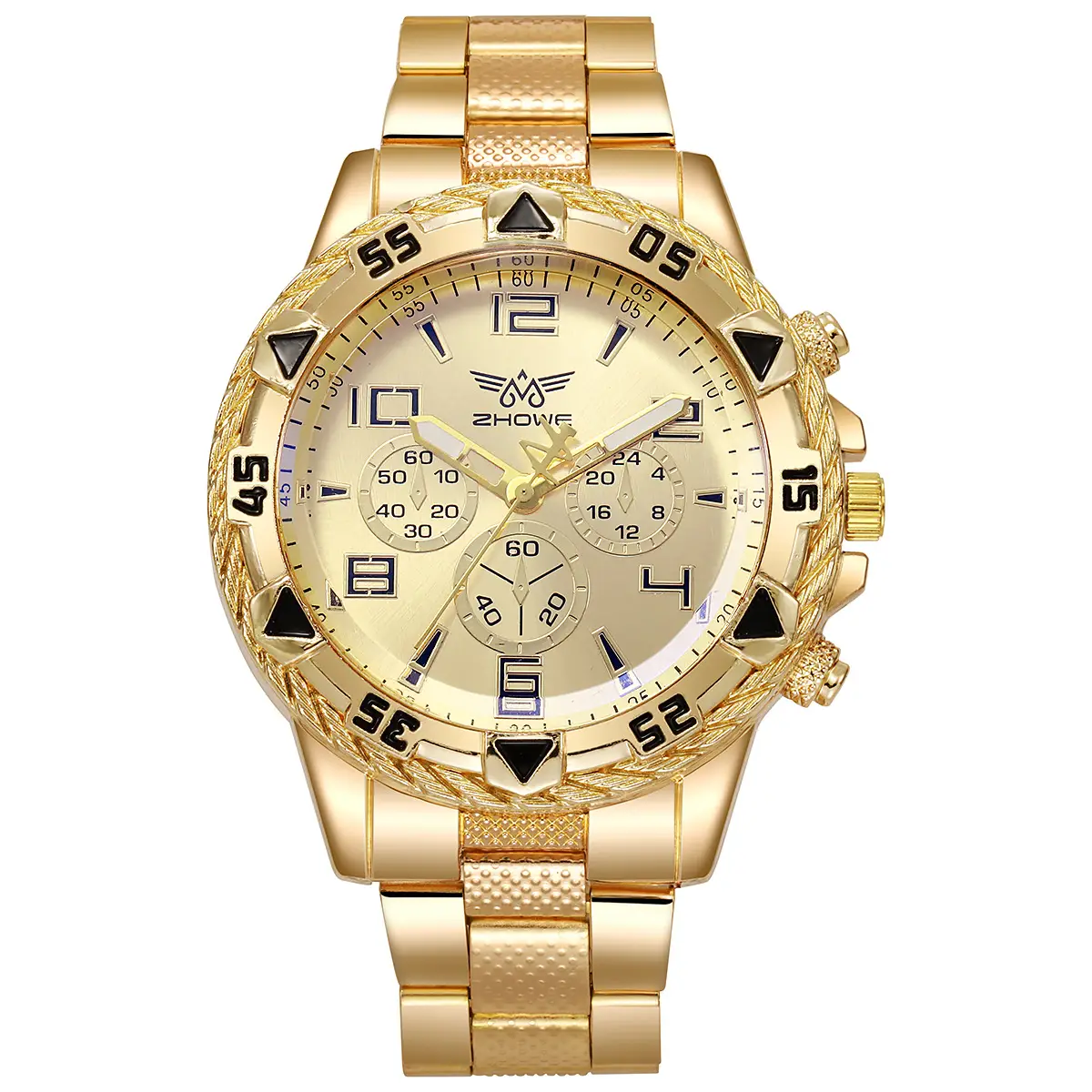 Men's Gold Chronograph Watch with 3-Eye Dial & Quartz Movement - Image 2