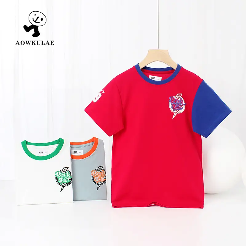 Kids Cotton T-Shirt White Green Short Sleeve - Image 4