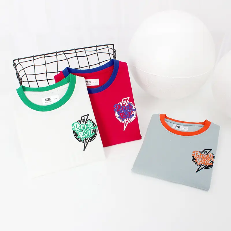 Kids Cotton T-Shirt White Green Short Sleeve - Image 5