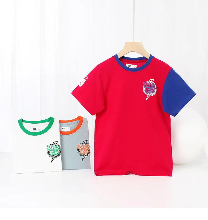 Kids Cotton T-Shirt White Green Short Sleeve — feature 51