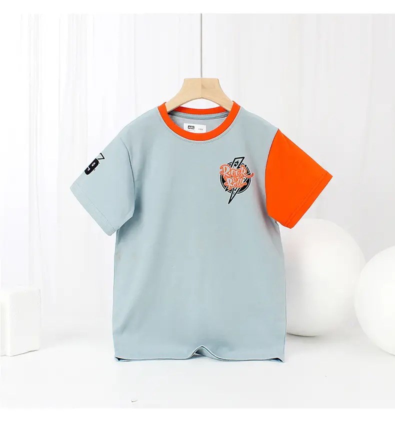 Kids Cotton T-Shirt White Green Short Sleeve — feature 57