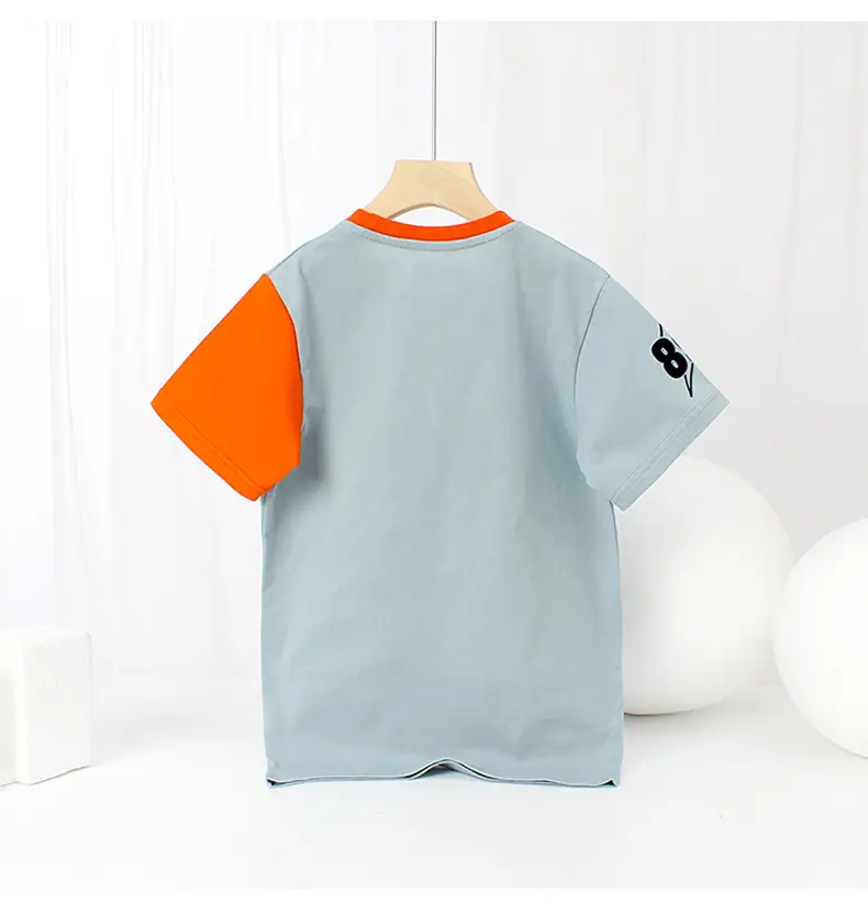 Kids Cotton T-Shirt White Green Short Sleeve — feature 58