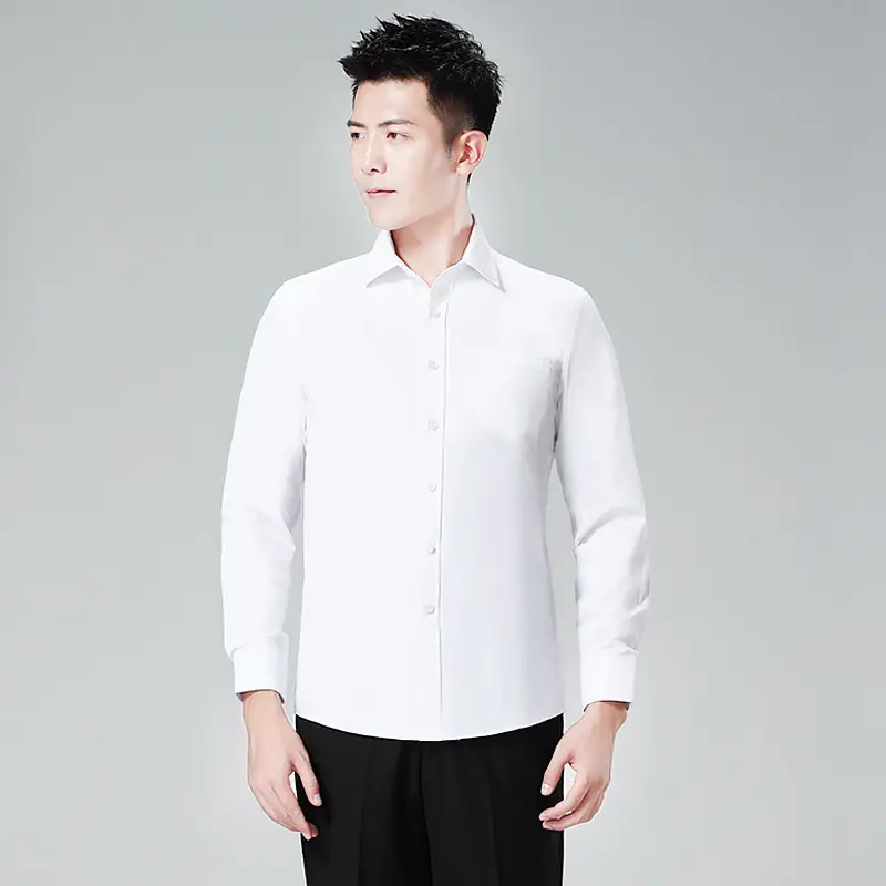 White Long Sleeve Business Shirt for Men Women - Image 19