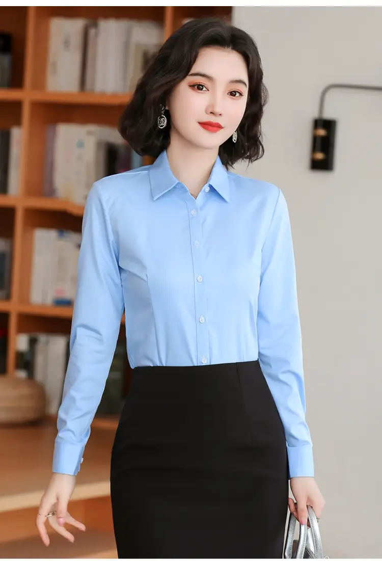 White Long Sleeve Business Shirt for Men Women — feature 13