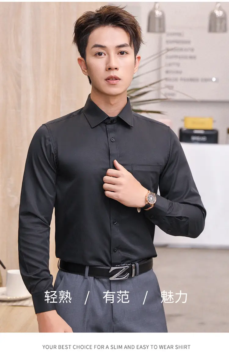 White Long Sleeve Business Shirt for Men Women — feature 14