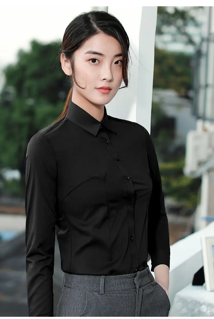 White Long Sleeve Business Shirt for Men Women — feature 15