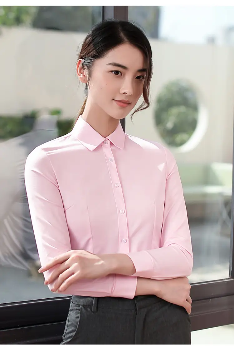White Long Sleeve Business Shirt for Men Women — feature 17