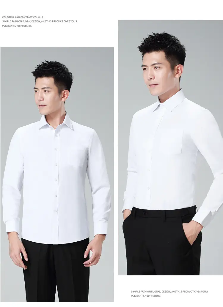 White Long Sleeve Business Shirt for Men Women — feature 9