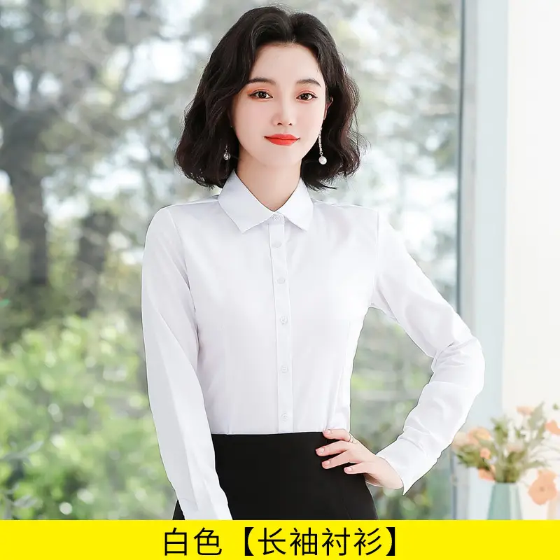 White Long Sleeve Business Shirt for Men Women - Image 5