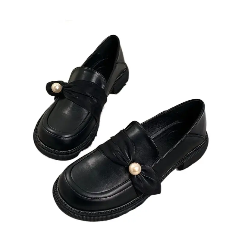 Black British Loafers Women's 2023 New Spring