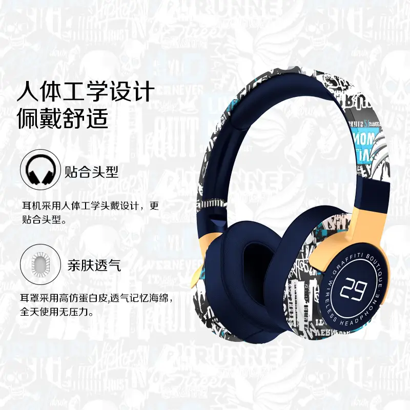 Cross-Border Painted Sports Bluetooth Headset with Subwoofer