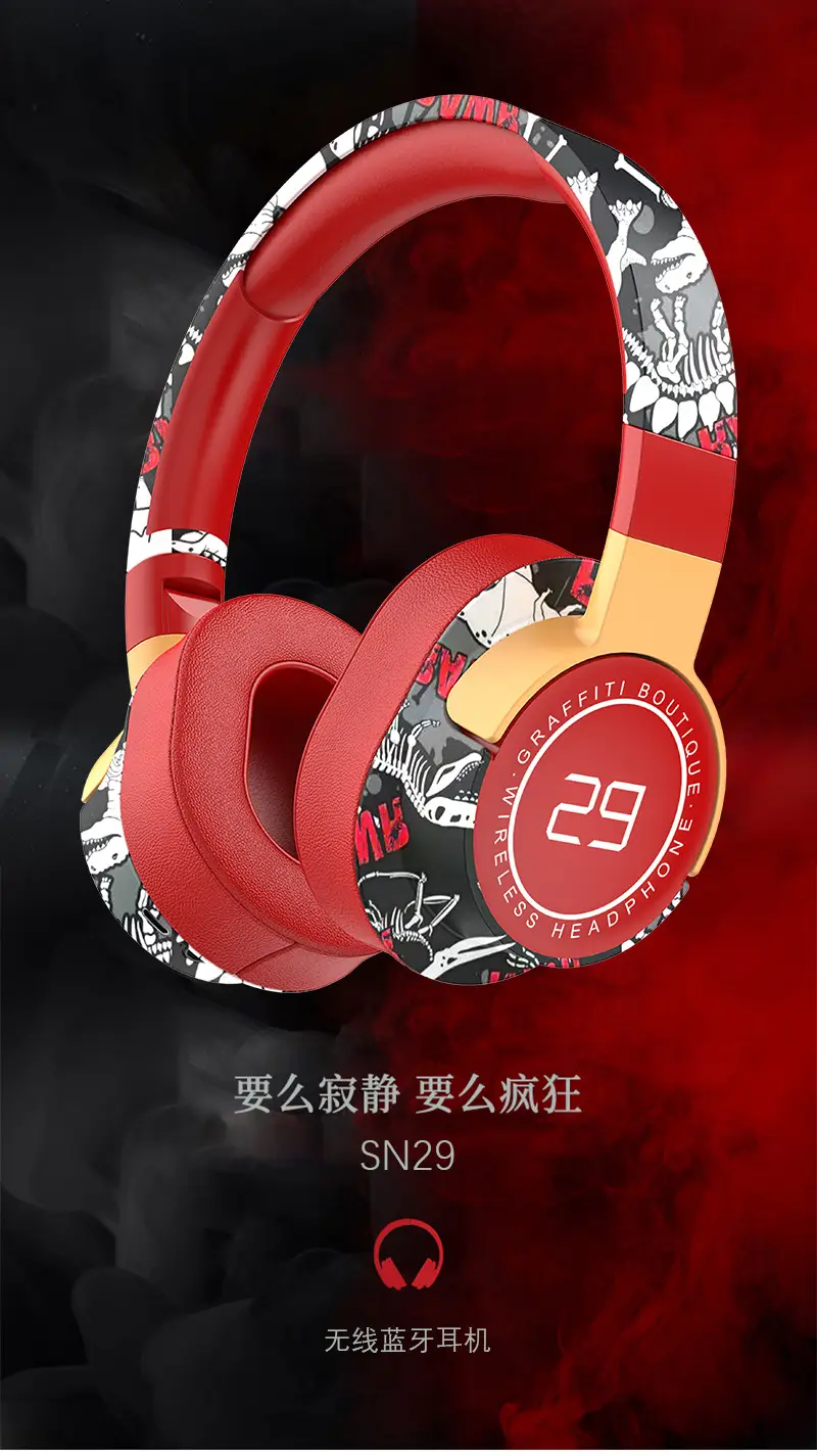 Cross-Border Painted Sports Bluetooth Headset with Subwoofer — feature 4
