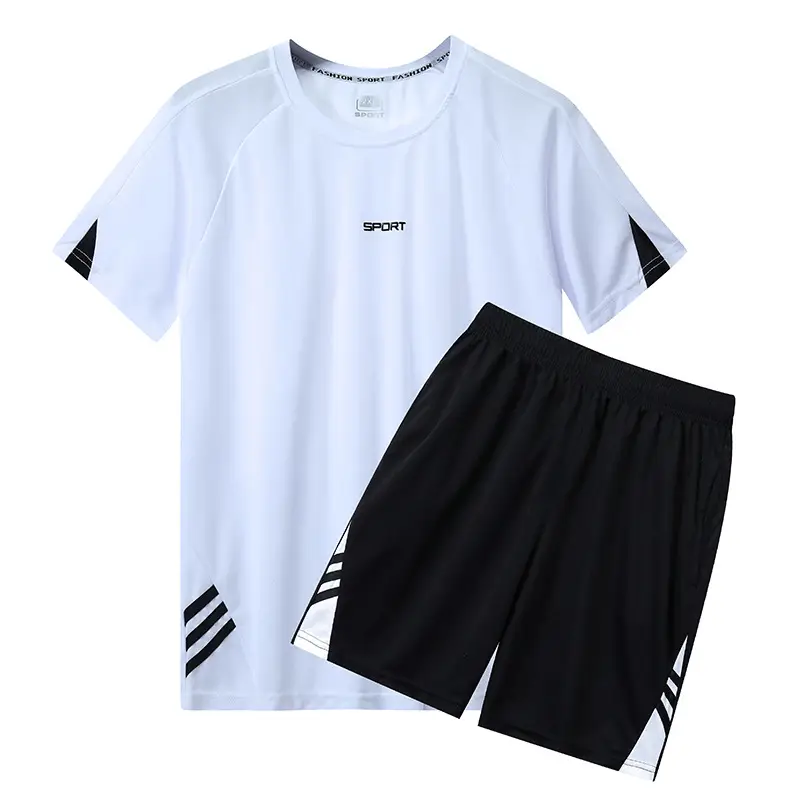 Men Blue Black Sports Suit Summer Shorts Set - Image 2