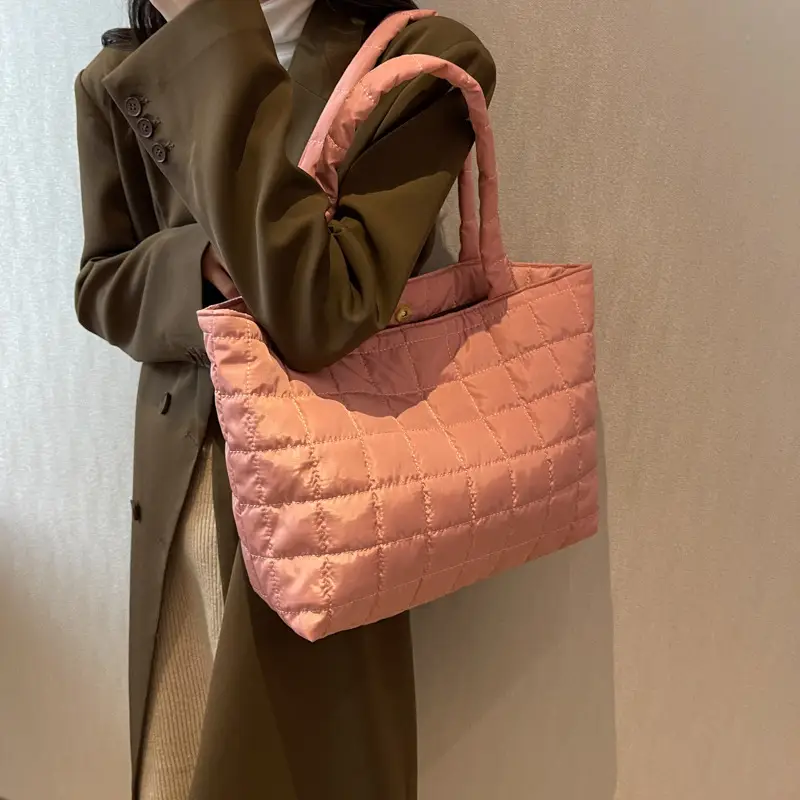 Black Quilted Shoulder Tote Bag for Women 2023 - Image 7