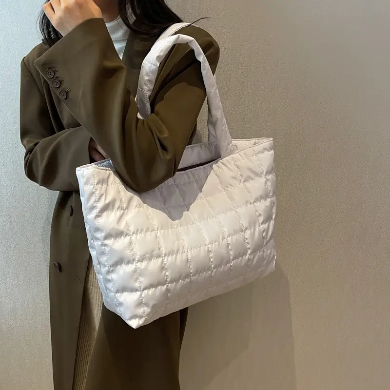 Black Quilted Shoulder Tote Bag for Women 2023 - Image 8
