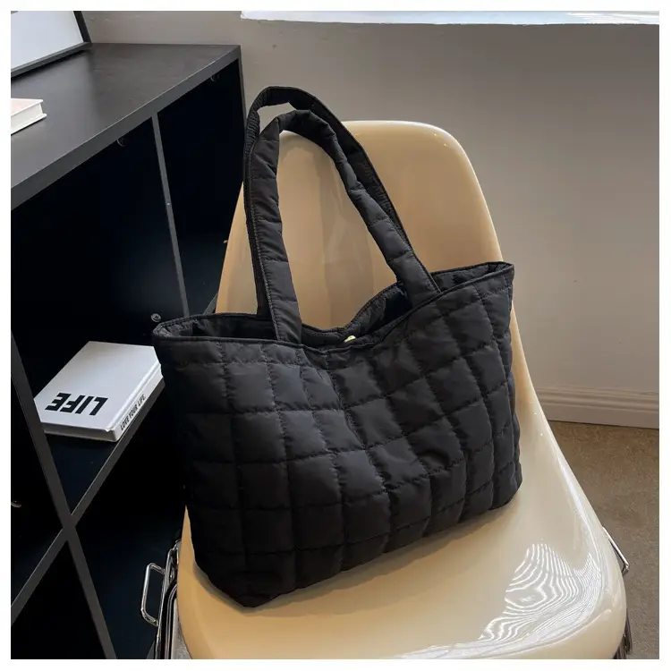 Black Quilted Shoulder Tote Bag for Women 2023 — feature 11