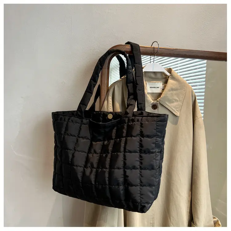 Black Quilted Shoulder Tote Bag for Women 2023 — feature 13