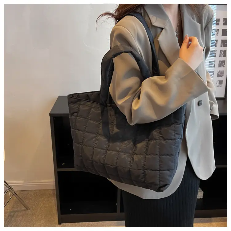 Black Quilted Shoulder Tote Bag for Women 2023 — feature 16